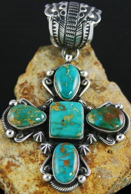 Terry Martinez Rare Gem Grade Blue Gem Turquoise Ingot Cross