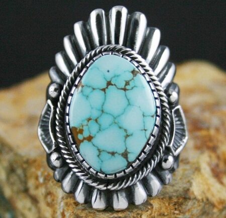 Harry H. Begay Rare High Grade Number Eight Spiderweb Turquoise Ingot Ring