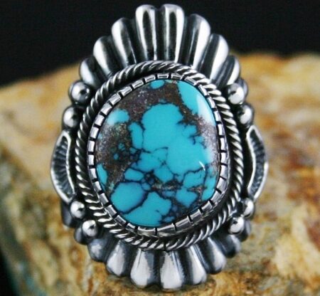 Harry H. Begay Rare High Grade Bisbee Turquoise Ingot Ring
