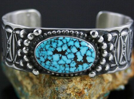 Herman Smith Rare Gem Grade Turquoise Mountain Spiderweb Ingot Bracelet