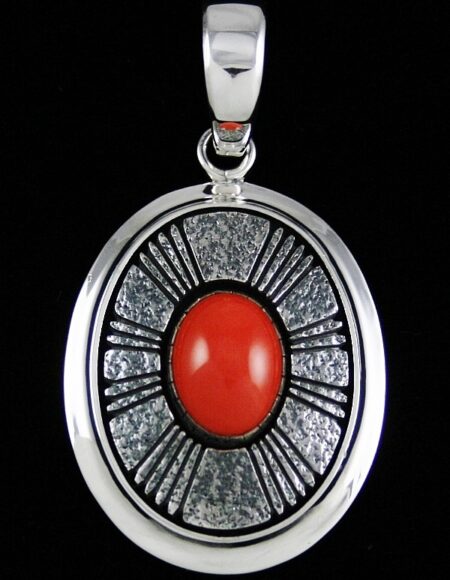 Alfred Joe Rare Gem Grade Mediterranean Coral Shadowbox Pendant