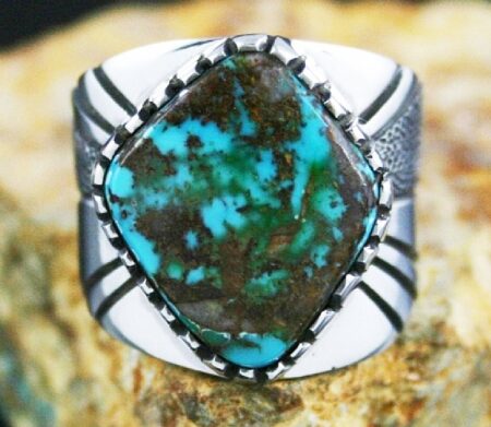 Leonard Nez Rare Gem Grade Easter Blue Turquoise Ring