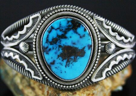 Sammie Kescoli Begay Rare Gem Grade Candelaria Turquoise Ingot Bracelet