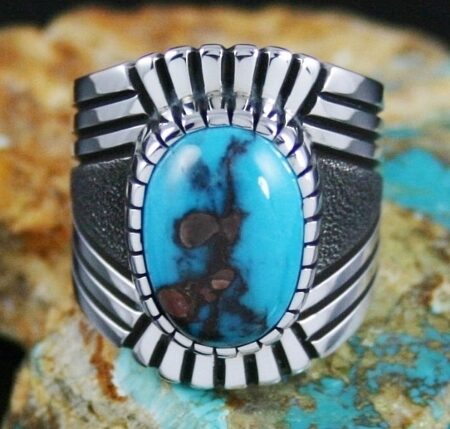 Alton Bedonie Rare Gem Grade Bisbee Turquoise Ring