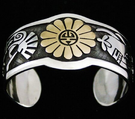 Watson Honanie Solid 14K Gold Over Sterling Silver Sunface Design Bracelet