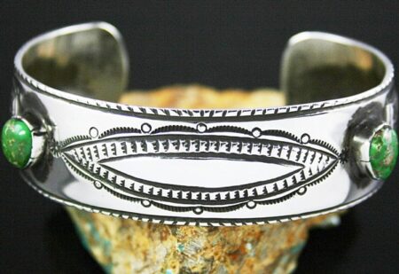 Arland Ben Rare Gem Grade Carico Lake Spiderweb Turquoise Coin Sterling Silver Ingot Revival Bracelet