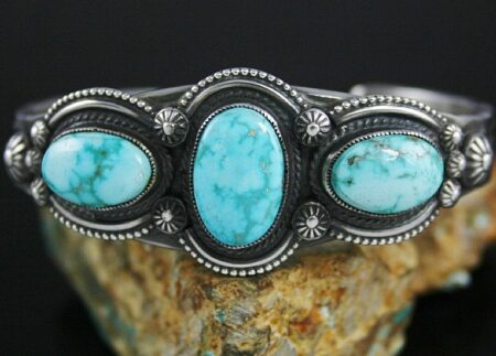 Calvin Martinez Rare High Grade Fox Turquoise Ingot Bracelet