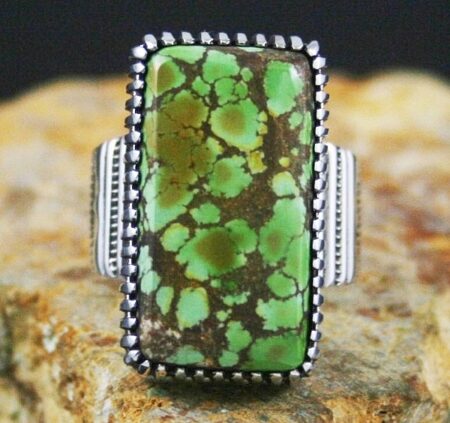 Ned Nez Rare Gem Grade Grasshopper Spiderweb Turquoise Ring