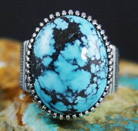 Ned Nez Rare Gem Grade Blue Moon Spiderweb Turquoise Ring