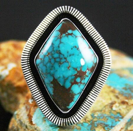 Ned Nez Rare Gem Grade Aztec Spiderweb Turquoise Ring