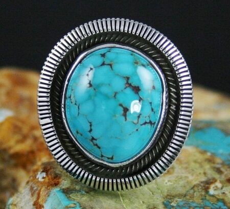 Ned Nez Rare Gem Grade Brannon Spiderweb Turquoise Ring
