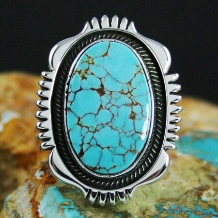 Ned Nez Rare High Grade Aztec Spiderweb Turquoise Ring