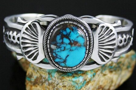 Terry Martinez Rare Gem Grade Bisbee Turquoise Ingot Bracelet