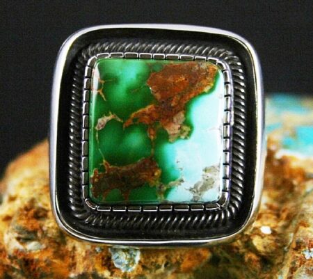 Terry Martinez Rare Gem Grade Royston Turquoise Ingot Ring