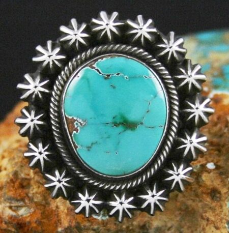 Terry Martinez Rare High Grade Aztec Turquoise Ingot Ring
