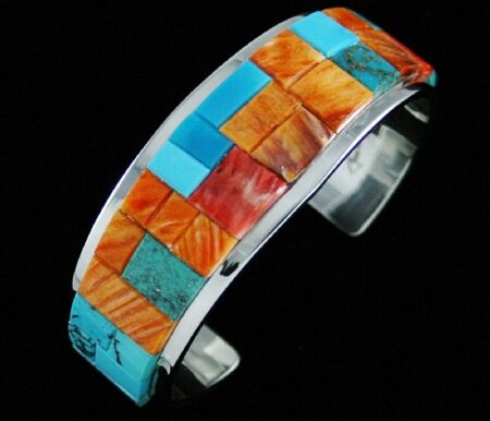 Tommy Jackson Spiny Oyster and Turquoise Inlay Bracelet