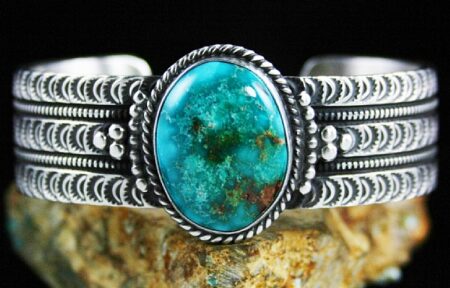 Herman Smith Rare High Grade Blue Gem Turquoise Ingot Bracelet