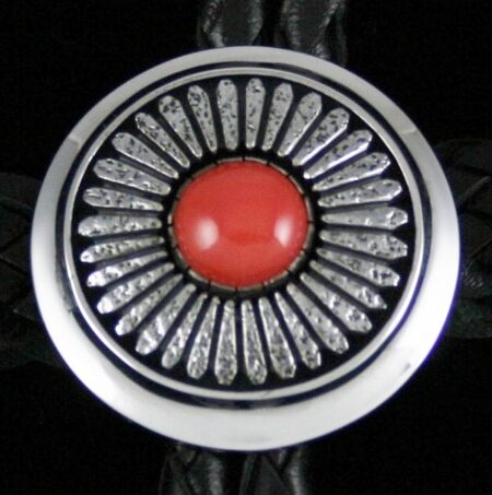 Alfred Joe Rare Gem Grade Mediterranean Angel Skin Coral Bolo Tie