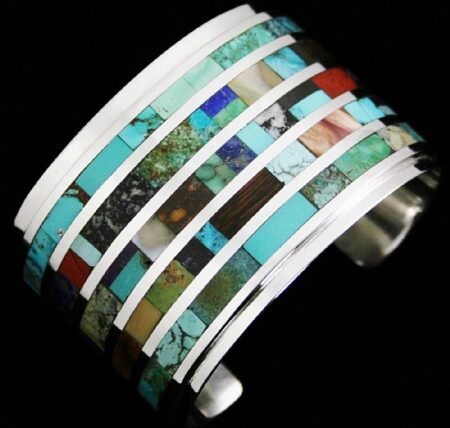 Vernon Begaye Channel Inlay Wide Bracelet