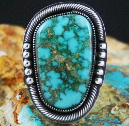 Sammie Kescoli Begay Rare Gem Grade Cheyenne Spiderweb Turquoise Ingot Ring