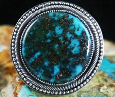 Sammie Kescoli Begay Rare Gem Grade Candelaria Turquoise Ingot Ring