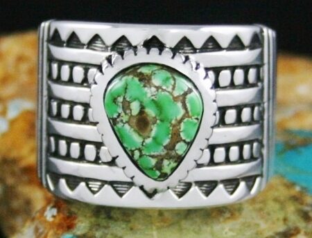 Jennifer Curtis Rare Gem Grade Carico Lake Spiderweb Turquoise Ring