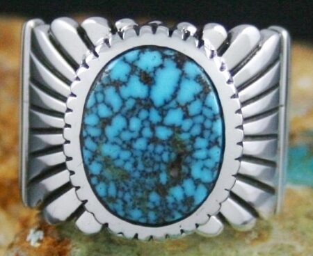 Jennifer Curtis Rare Gem Grade Kingman Spiderweb Turquoise Ring