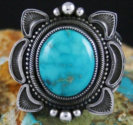 Sammie Kescoli Begay Rare Gem Grade Darling Darlene Turquoise Ingot Ring
