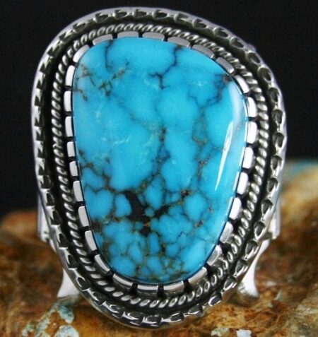 Thomas Jim Rare Gem Grade Candelaria Spiderweb Turquoise Ring