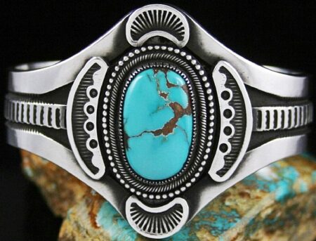 Sammie Kescoli Begay Rare High Grade Aztec Turquoise Ingot Bracelet