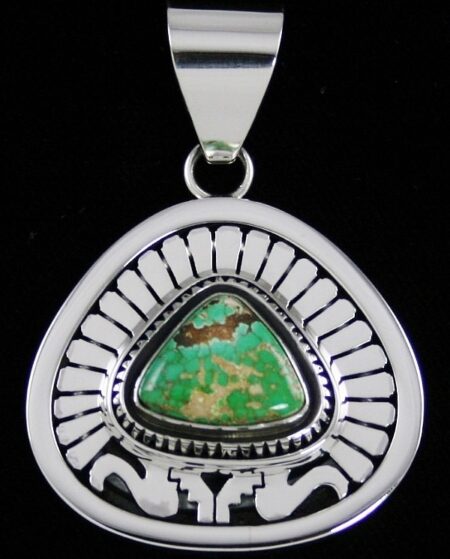Leonard Nez Rare Gem Grade Carico Lake Spiderweb Turquoise Overlay Pendant