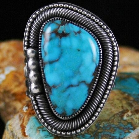 Sammie Kescoli Begay Rare Gem Grade Apache Blue Turquoise Ingot Ring