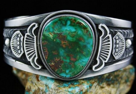 Sammie Kescoli Begay Rare Gem Grade Pilot Mountain Turquoise Ingot Bracelet