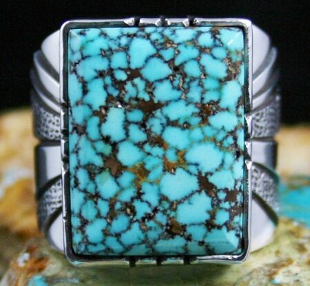 Leonard Nez Rare Gem Grade Kingman Spiderweb Turquoise Ring