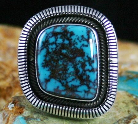 Ned Nez Rare Gem Grade Red Mountain Spiderweb Turquoise Shadowbox Design Ring