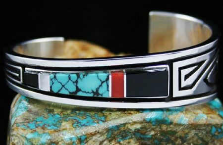 Albert Nells Channel Inlay Feather Design Bracelet