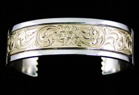 Leonard Nez Engraved Solid 14k Gold Over Sterling Silver Bracelet