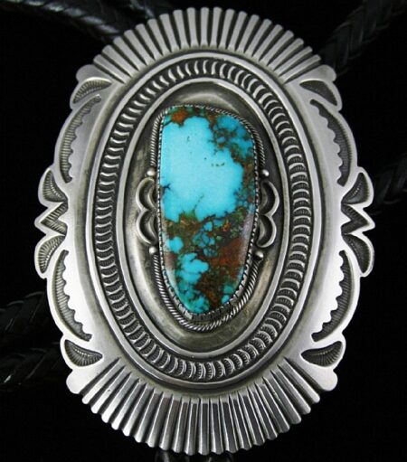 Sammie Kescoli Begay Rare Gem Grade Candelaria Turquoise Ingot Bolo Tie
