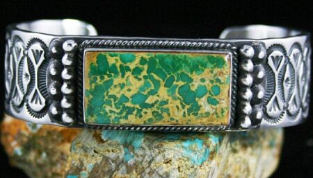 Herman Smith Rare Gem Grade Darling Darlene Spiderweb Turquoise Ingot Bracelet