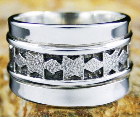 Alfred Joe Navajo Rug Pattern Design Overlay Ring