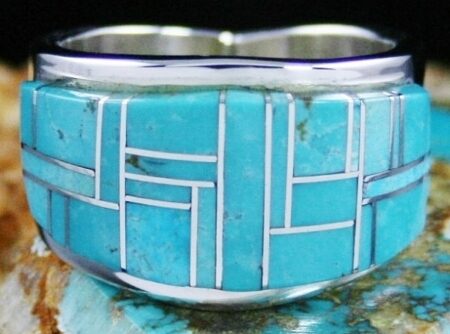 Tommy Jackson Rare High Grade Morenci Turquoise Inlay Ring