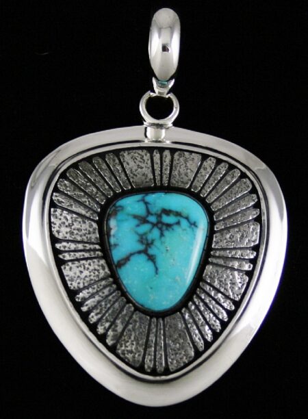 Alfred Joe Rare High Grade Godber Burnham Turquoise Shadowbox Design Pendant