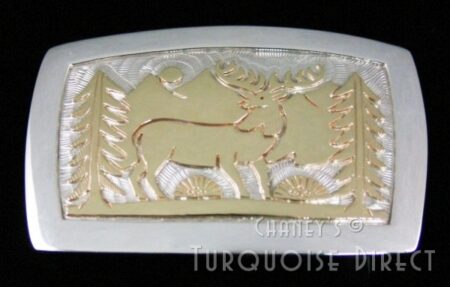 Watson Honanie Solid 14K Gold Over Sterling Silver Wilderness Scene Belt Buckle