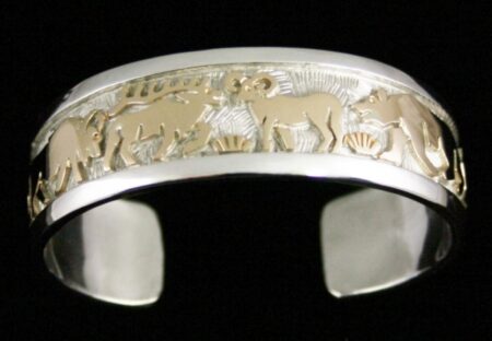 Watson Honanie Solid 14K Gold Over Sterling Silver Wilderness Scene Bracelet