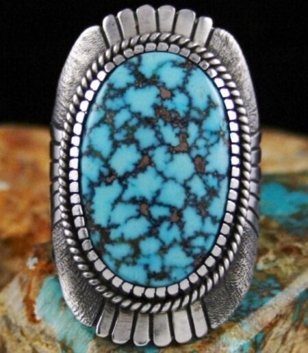 Thomas Jim Rare Gem Grade Red Web Kingman Turquoise Ring