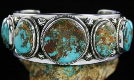 Ned Nez Rare High Grade Easter Blue Turquoise Double Sided Row Bracelet