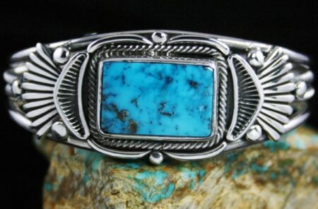 Alfred Joe Rare High Grade Morenci Turquoise Bracelet