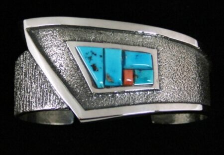 Aaron Anderson Castle Dome Turquoise and Angel Skin Coral Tufa Cast Bracelet