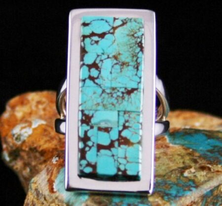 Tommy Jackson Rare High Grade Number Eight Spiderweb Turquoise Ring