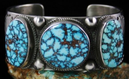 Calvin Martinez Rare Gem Grade Red Web Kingman Turquoise Ingot Bracelet
